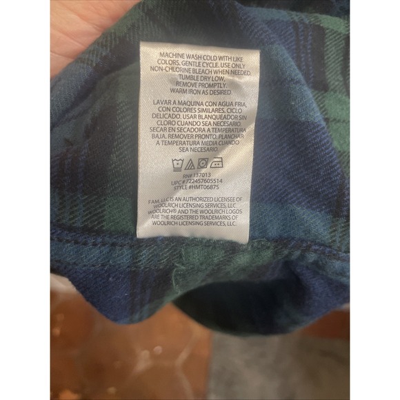 VTG Woolrich Blue & Green Plaid Flannel Button Down Shirt Large 100% Cotton XXL - Picture 8 of 9